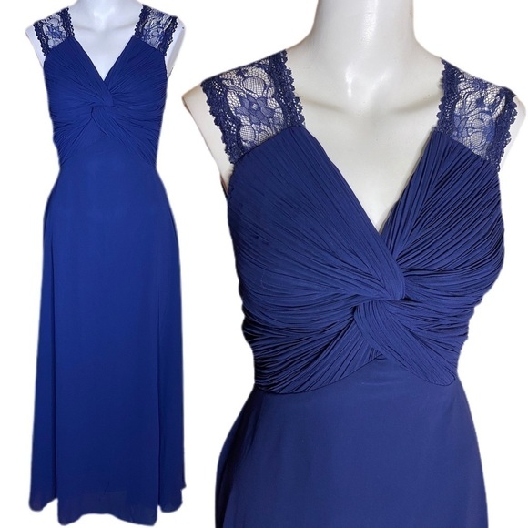 Roiii Blue Maxi with Front Twist and Pin Pleated Waist & Back - Picture 1 of 9